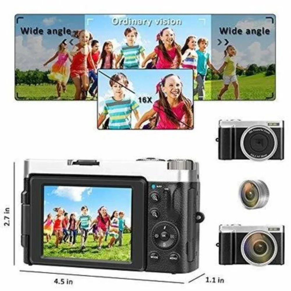 New Multifunctional Digital Vlogging Camera, Full HD, Wide Angle, Wi